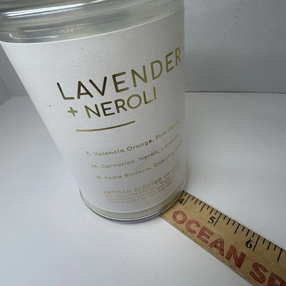 Lavender + Neroli Premium Wax Blend Artisan Candle 19 Oz Lidded Glass New